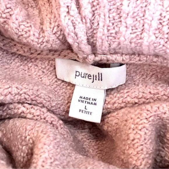 Pure Jill J. Jill shell pink boucle knit sweater hoodie LP - Picture 6 of 9